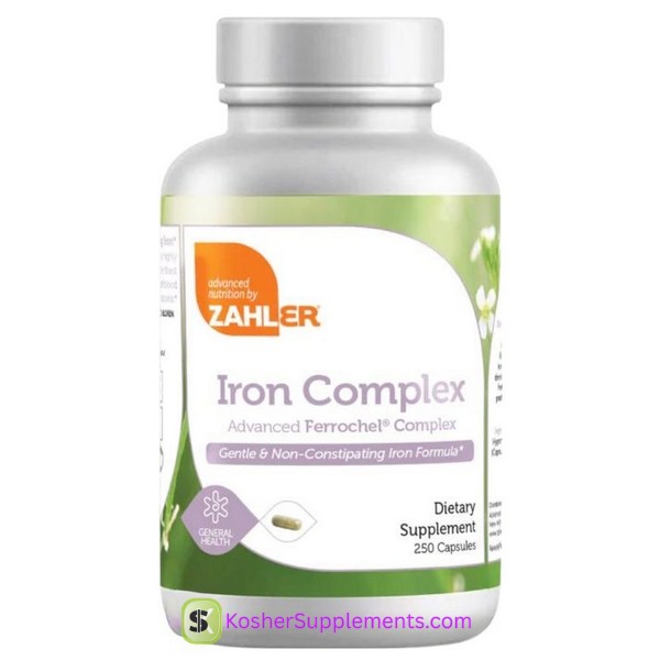 Zahler Iron Complex 250 Capsules Kosher Iron Supplement